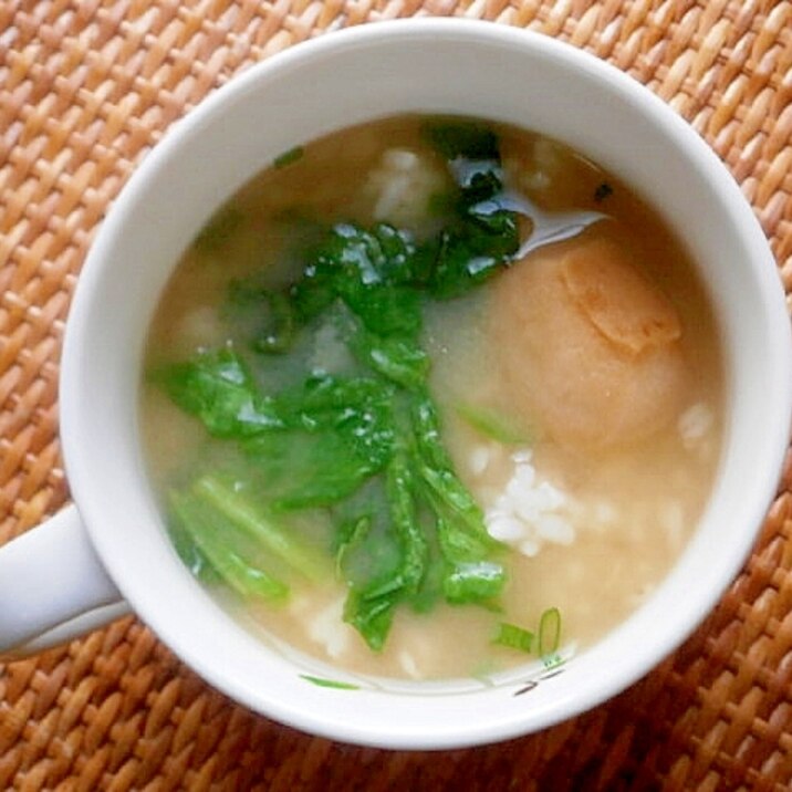 菜の花・わかめ・麩の味噌雑炊